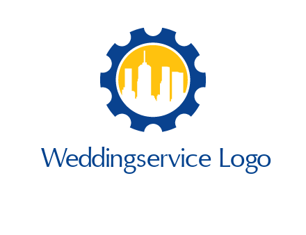 skyscrapers in circle gear logo