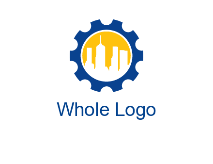 skyscrapers in circle gear logo