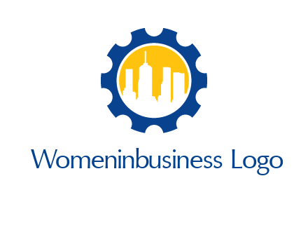 skyscrapers in circle gear logo