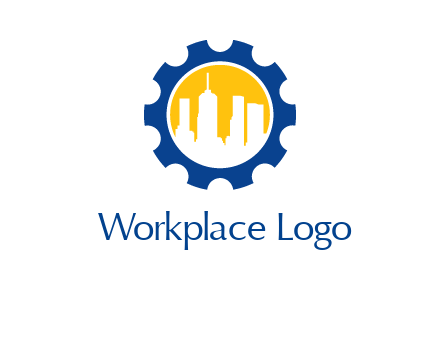 skyscrapers in circle gear logo