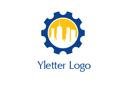 skyscrapers in circle gear logo