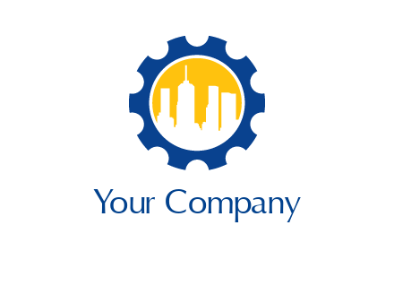 skyscrapers in circle gear logo