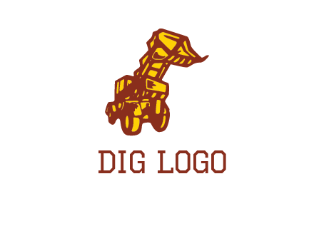 frontal digger illustration logo