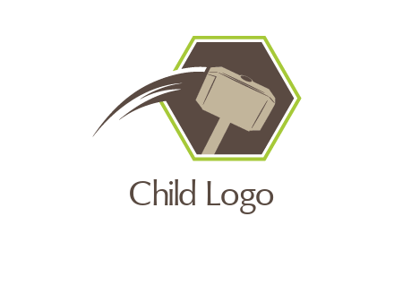 hexagon and heavy hammer head logo illustration