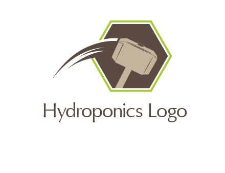 hexagon and heavy hammer head logo illustration