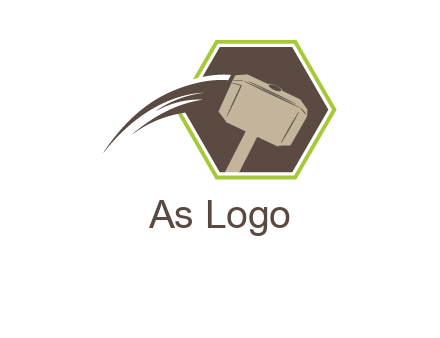 hexagon and heavy hammer head logo illustration