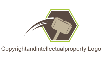 hexagon and heavy hammer head logo illustration