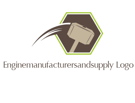 hexagon and heavy hammer head logo illustration