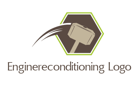 hexagon and heavy hammer head logo illustration