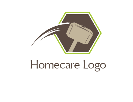 hexagon and heavy hammer head logo illustration