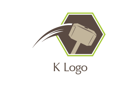 hexagon and heavy hammer head logo illustration