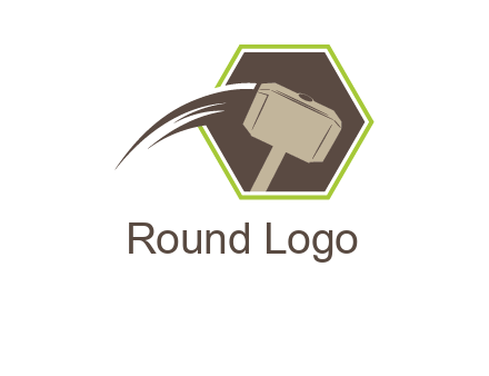 hexagon and heavy hammer head logo illustration