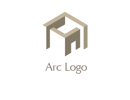 abstract block with door architecture logo