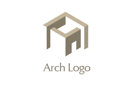 abstract block with door architecture logo