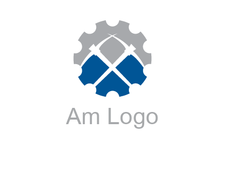 crossed pick axes in gear symbol