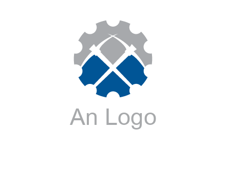 crossed pick axes in gear symbol