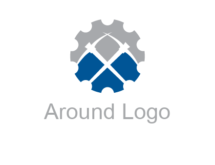 crossed pick axes in gear symbol
