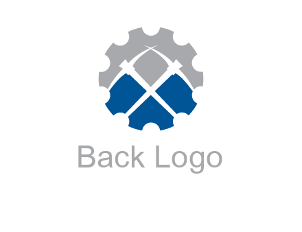 crossed pick axes in gear symbol