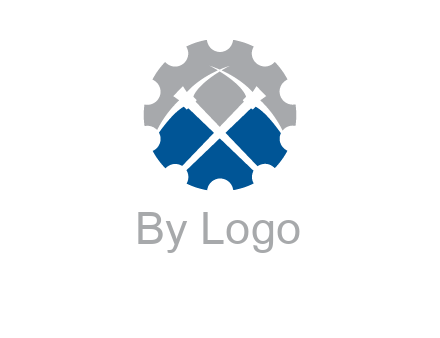 crossed pick axes in gear symbol