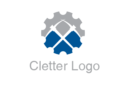 crossed pick axes in gear symbol