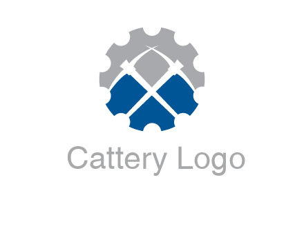 crossed pick axes in gear symbol