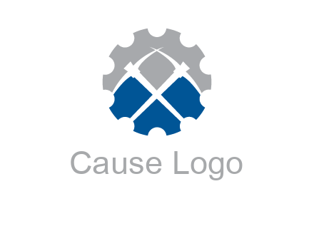 crossed pick axes in gear symbol