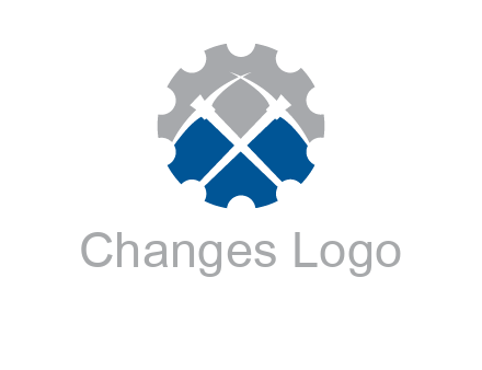 crossed pick axes in gear symbol