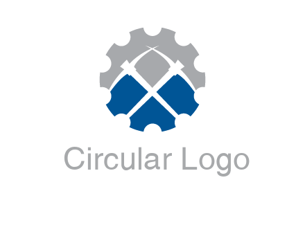 crossed pick axes in gear symbol