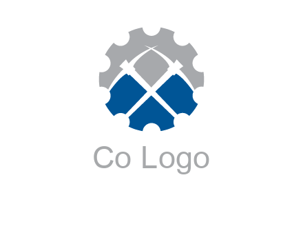 crossed pick axes in gear symbol