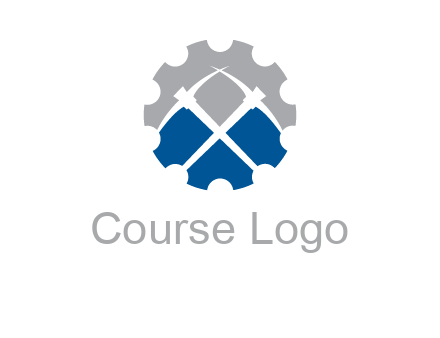 crossed pick axes in gear symbol