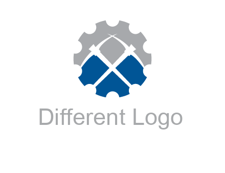 crossed pick axes in gear symbol