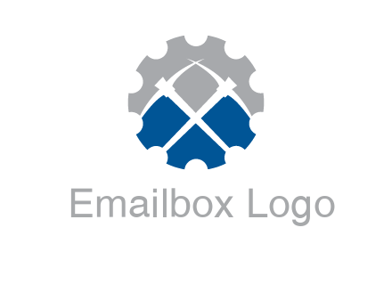 crossed pick axes in gear symbol