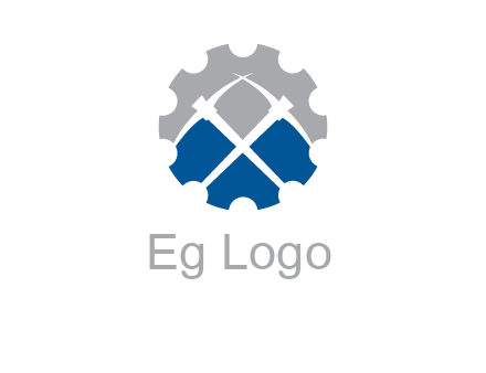 crossed pick axes in gear symbol