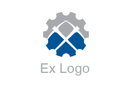 crossed pick axes in gear symbol