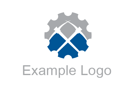 crossed pick axes in gear symbol