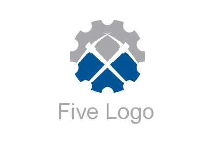 crossed pick axes in gear symbol