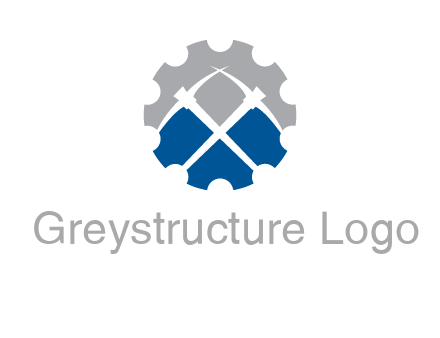 crossed pick axes in gear symbol