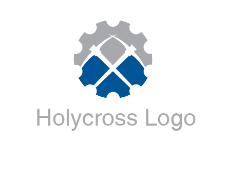 crossed pick axes in gear symbol