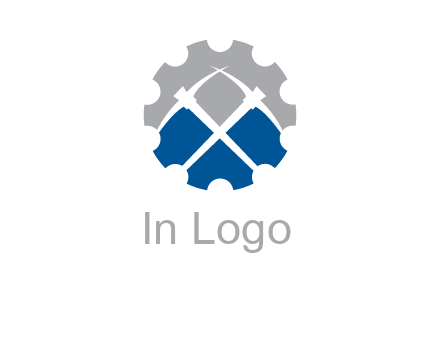 crossed pick axes in gear symbol