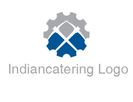 crossed pick axes in gear symbol