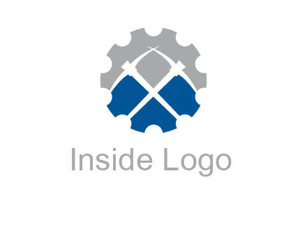 crossed pick axes in gear symbol