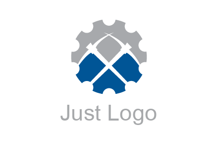 crossed pick axes in gear symbol
