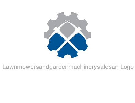 crossed pick axes in gear symbol