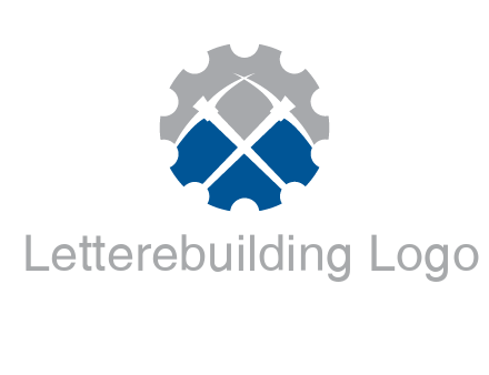 crossed pick axes in gear symbol