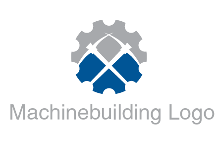 crossed pick axes in gear symbol