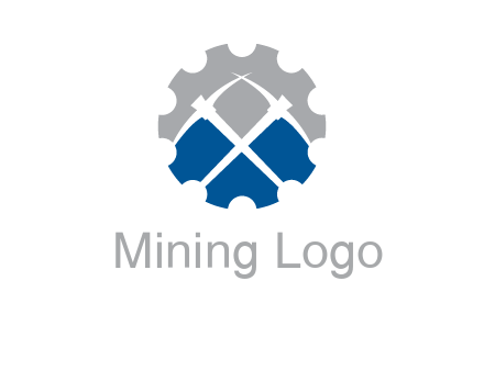 crossed pick axes in gear symbol