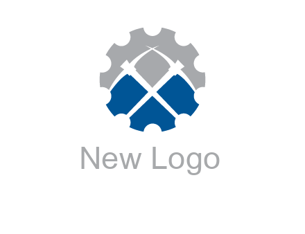 crossed pick axes in gear symbol