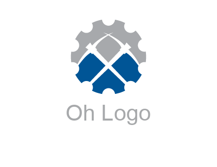 crossed pick axes in gear symbol