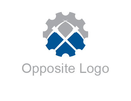 crossed pick axes in gear symbol
