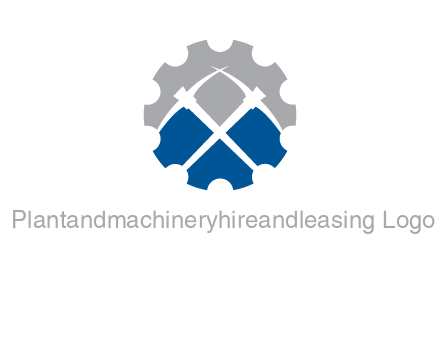 crossed pick axes in gear symbol